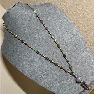Boho Multistrand Indian Agate Lariat Necklace – Hand-Knotted Gemstone Beads